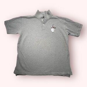 Vintage 90s Bugs Bunny Looney Tunes Warner Bros Grey Polo Collared Shirt Size XL